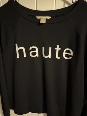 Banana Republic Black Crewneck Sweater with White 'haute' Graphic